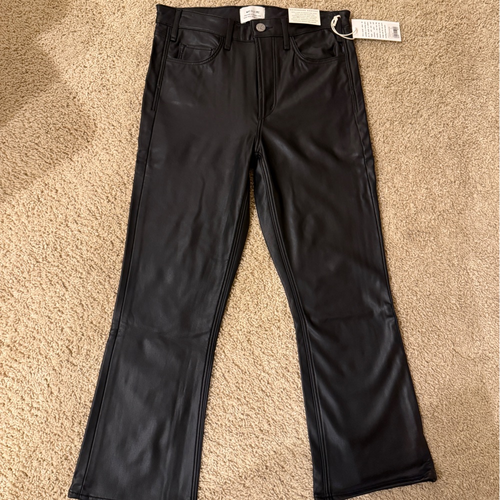 NWT McGuire ankle Black  Faux Leather Pants, sz 30